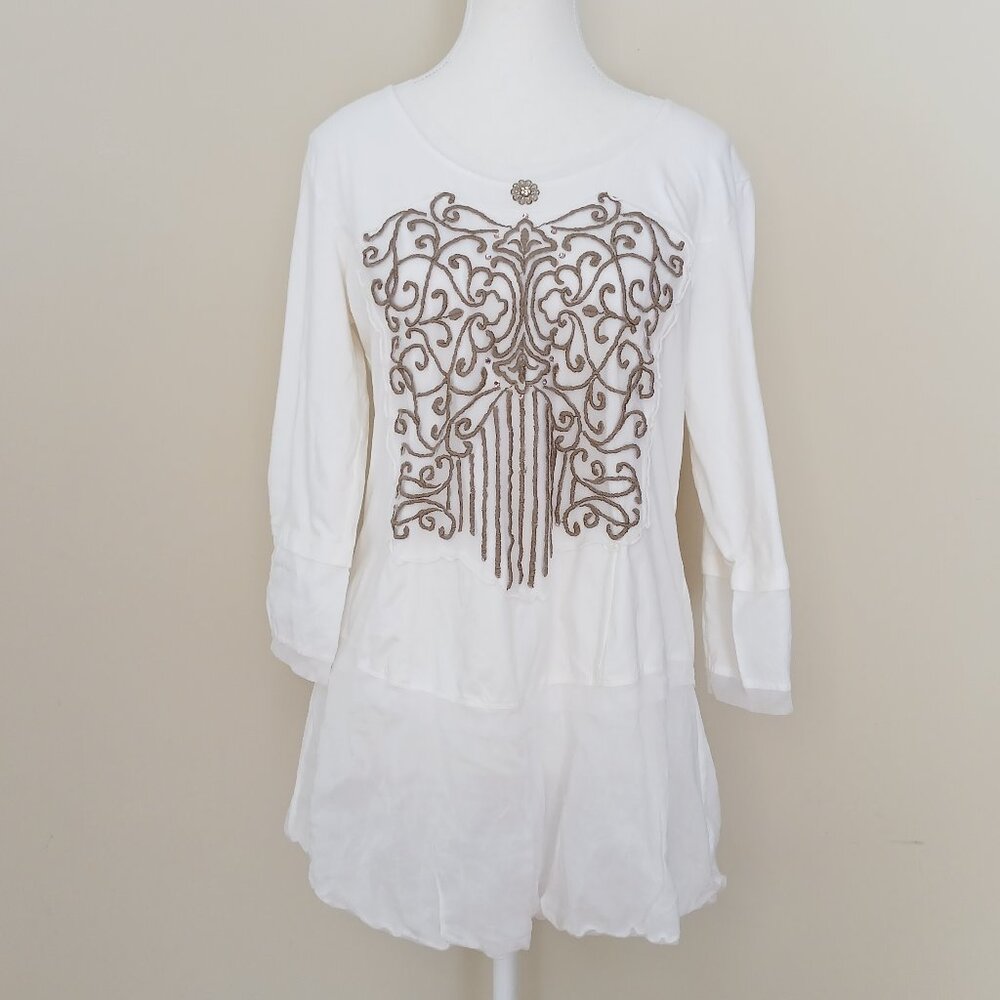 Elisa Cavaletti Embelished Tunic Top Size XL